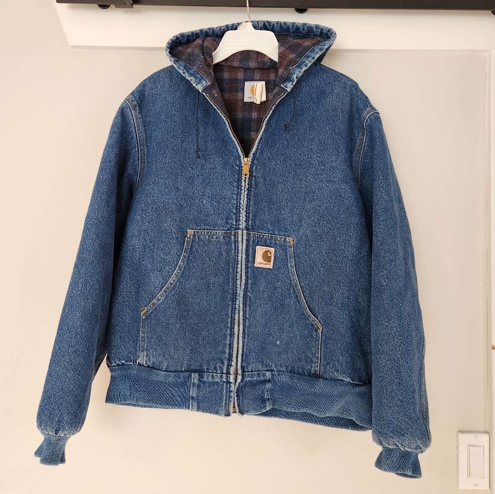 Vintage Carhartt denim jean blanket lined active work jacket J08 DST ASAP Rocky